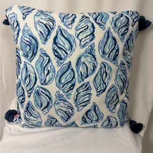 Lilly Pulitzer Gold and Blue Patterned Pillow